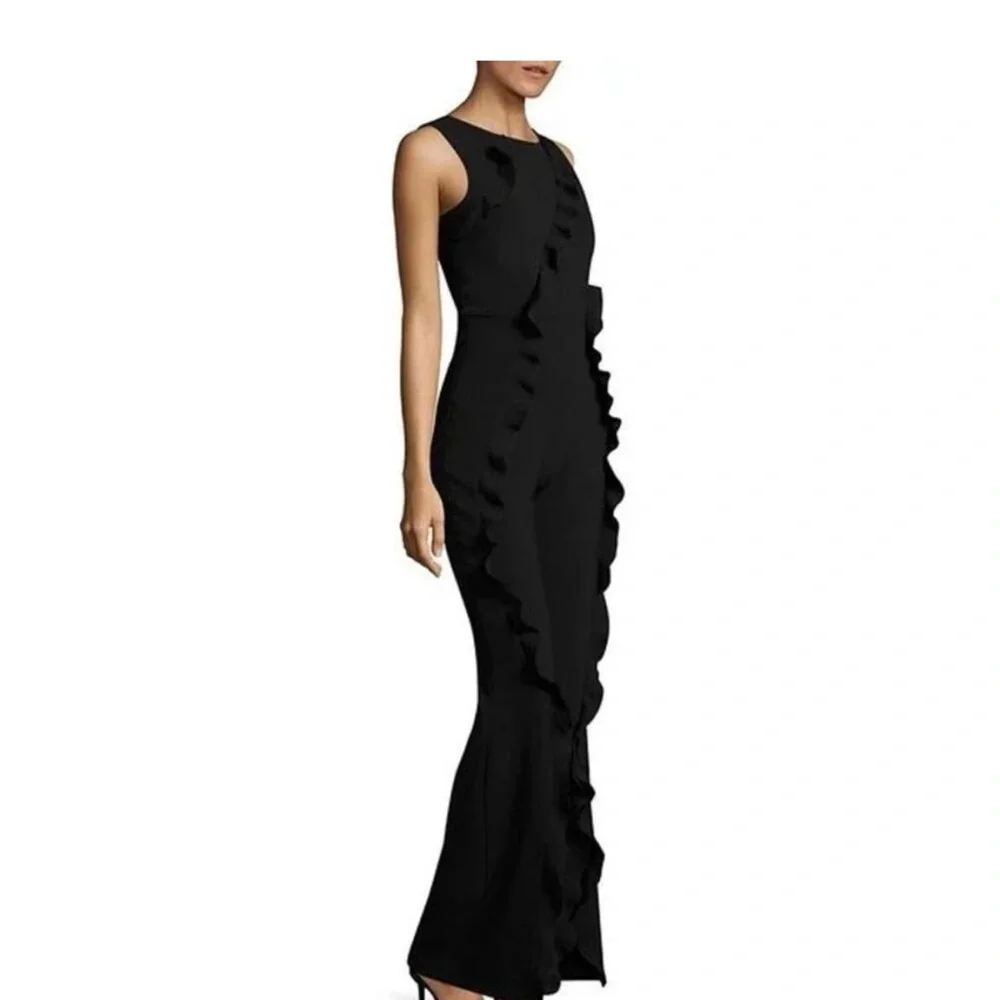 SALONI Black Ruffle Detail Jumpsuit - Picture 2 of 6